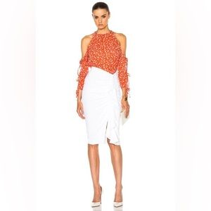 Veronica Beard Flynn Blouse Cold Shoulder Sexy Silk Floral‎ Top Women